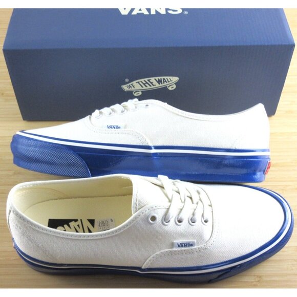 Vans Men's Lx Authentic 44 Duck Canvas White Blue Skate shoes Sizes NIB - Picture 1 of 7